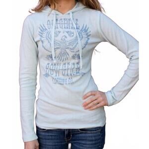 NEW ORIGINAL COWGIRL CLOTHING long sleeve thermal hoodie in sky blue